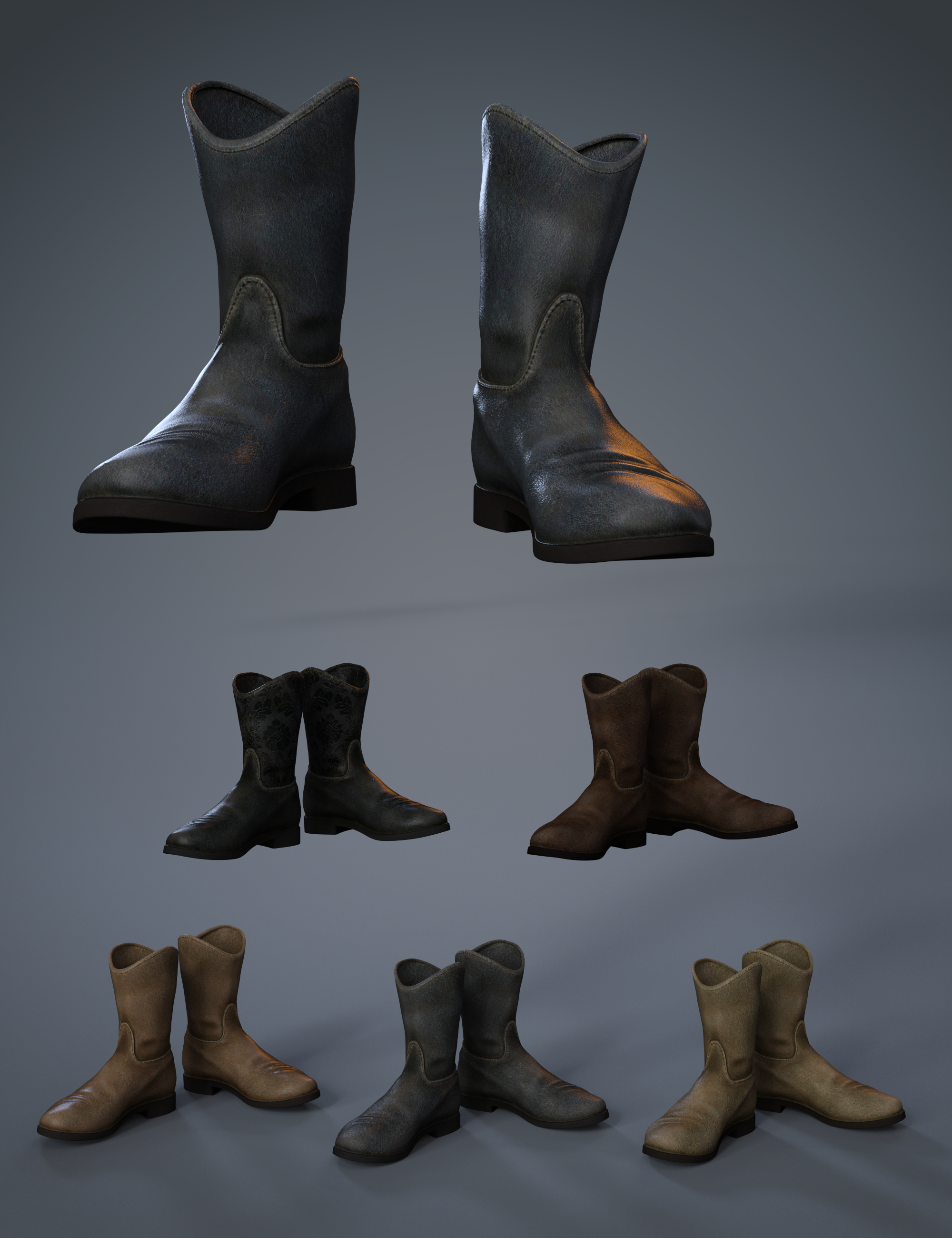 Ranch Boots for Genesis 8 Males by: MadaArien, 3D Models by Daz 3D