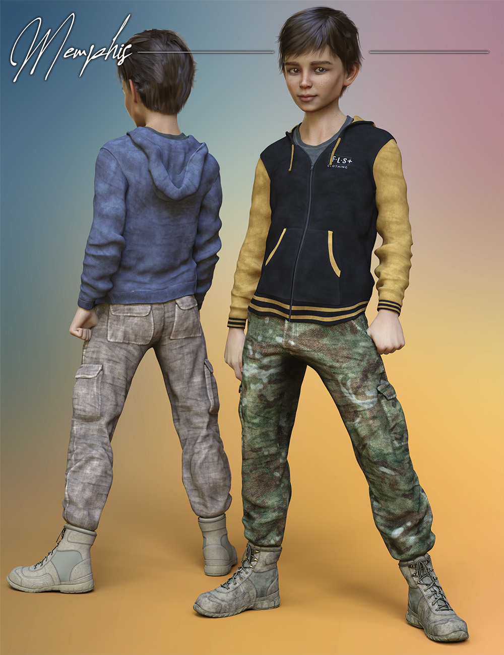 dForce Memphis Clothing for Genesis 8 Males by: 3D Universe, 3D Models by Daz 3D