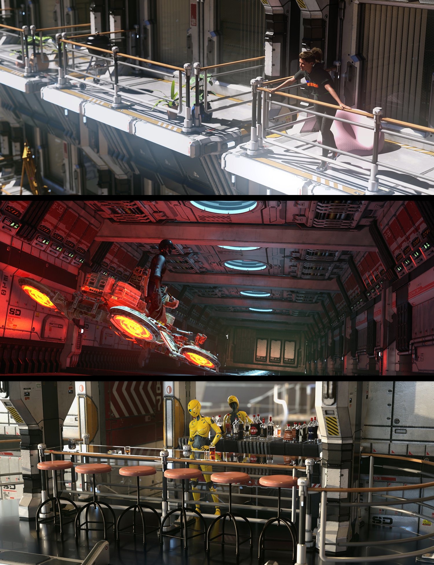 Scene Subsets for Modular Sci-fi Kit 02 by: Devon, 3D Models by Daz 3D