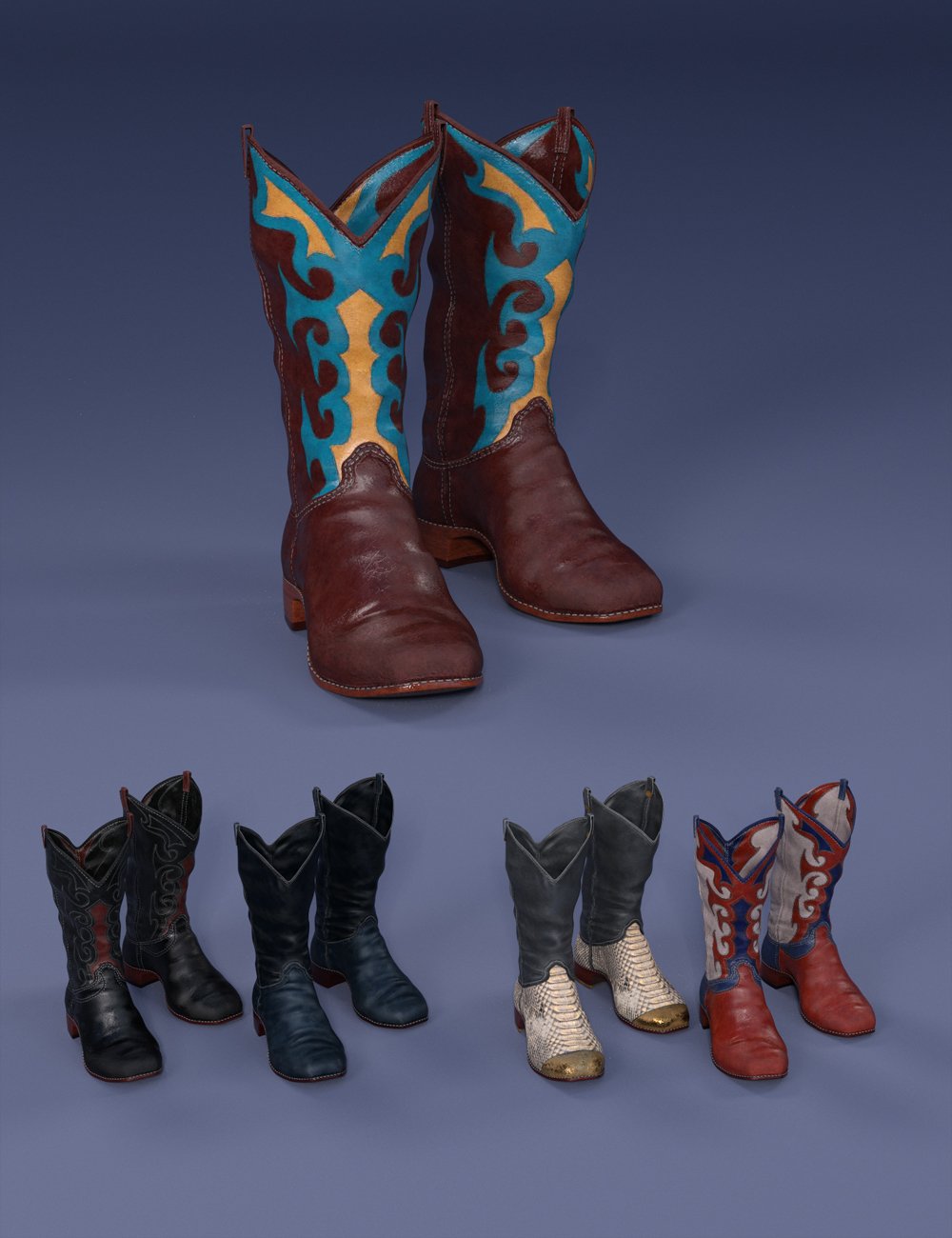 Modern Cowboy Boots for Genesis 8 and 8.1 Males by: Barbara BrundonUmblefugly, 3D Models by Daz 3D