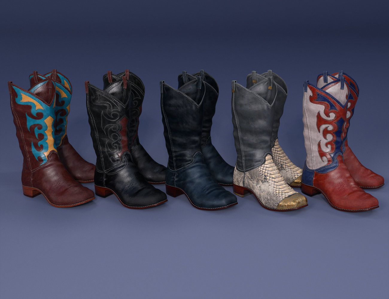 Modern Cowboy Boots for Genesis 8 and 8.1 Males