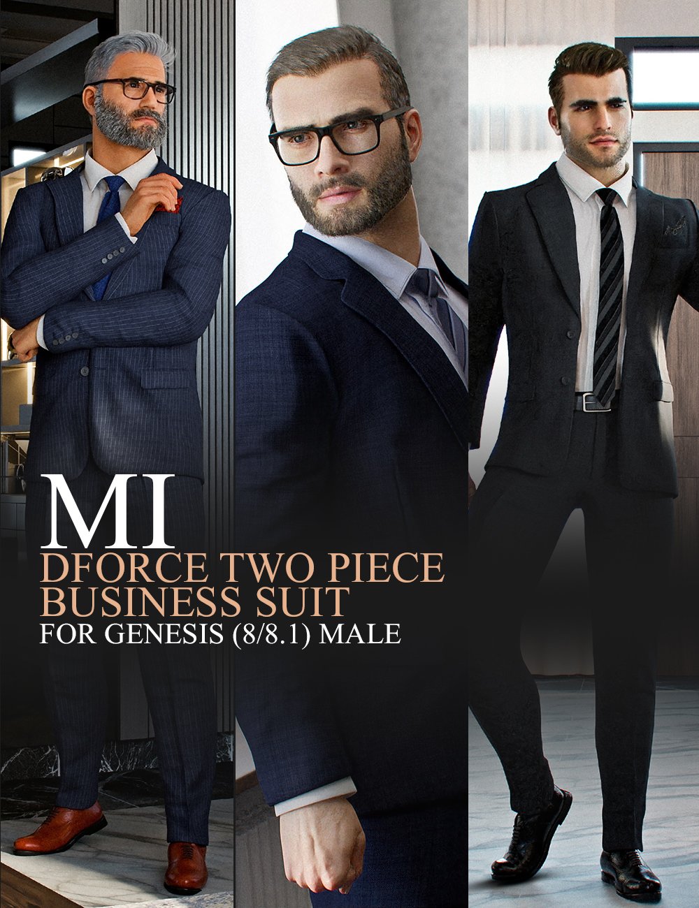 dForce MI Two-Piece Business Suit for Genesis 8 and 8.1 Males by: mal3Imagery, 3D Models by Daz 3D