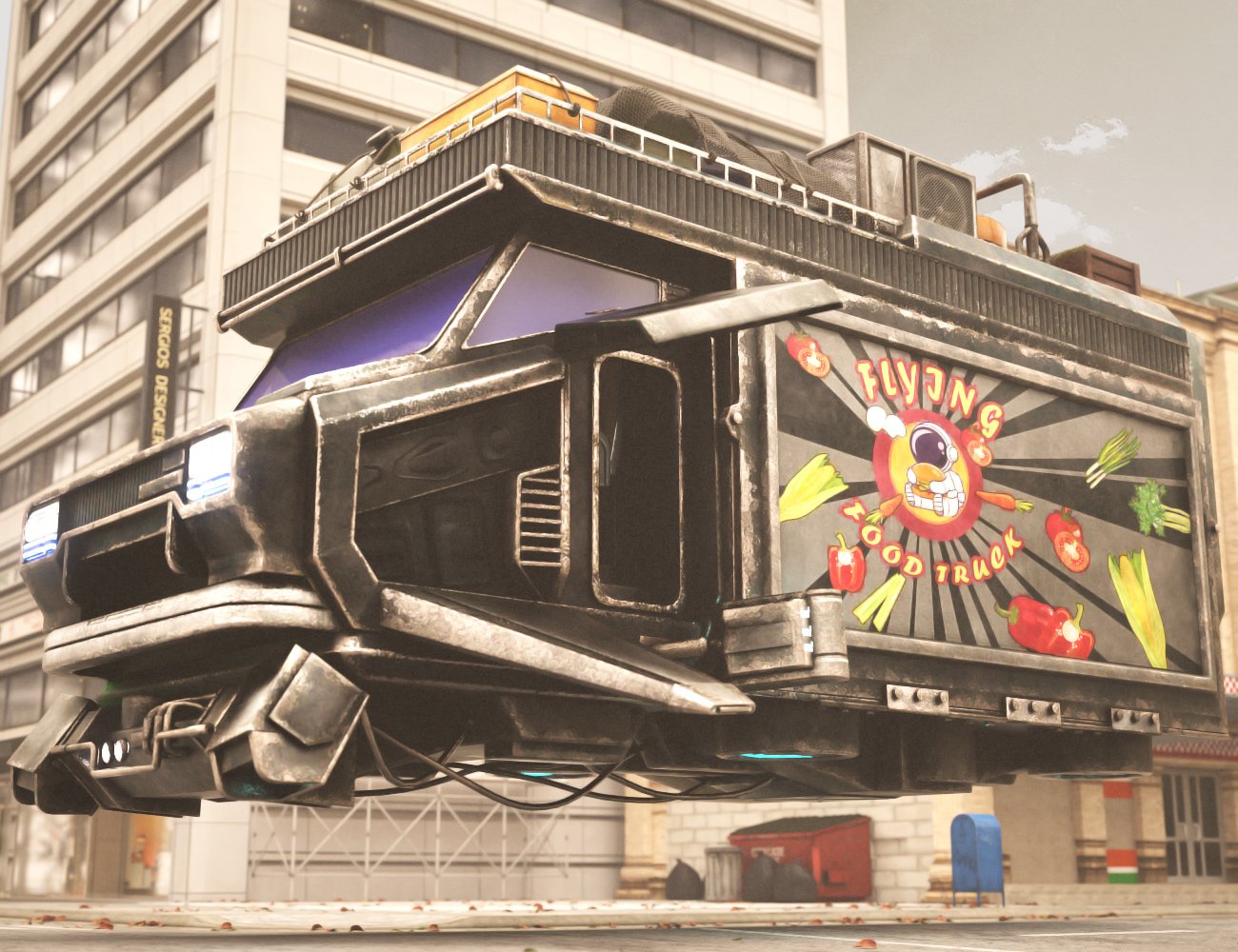 Cyber Flying Food Truck by: Xivon, 3D Models by Daz 3D