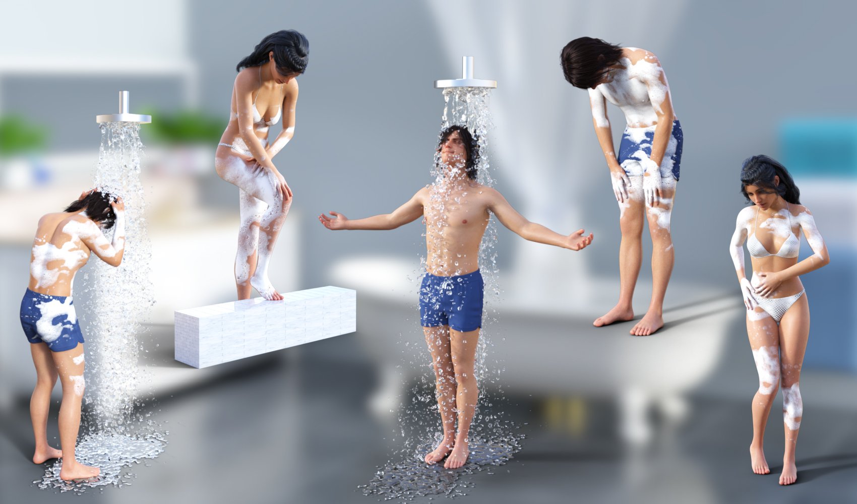 JW Take a Shower Poses for Genesis 8.1 by: JWolf, 3D Models by Daz 3D