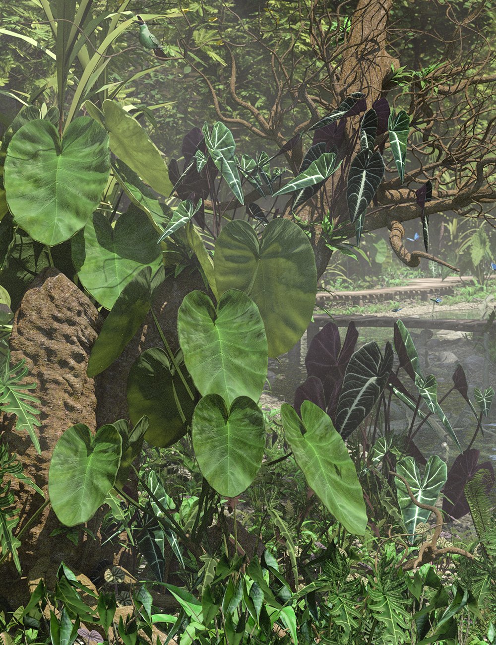 Tropical Alocasia Plants - Tropical Jungle and Container Plants by: MartinJFrost, 3D Models by Daz 3D