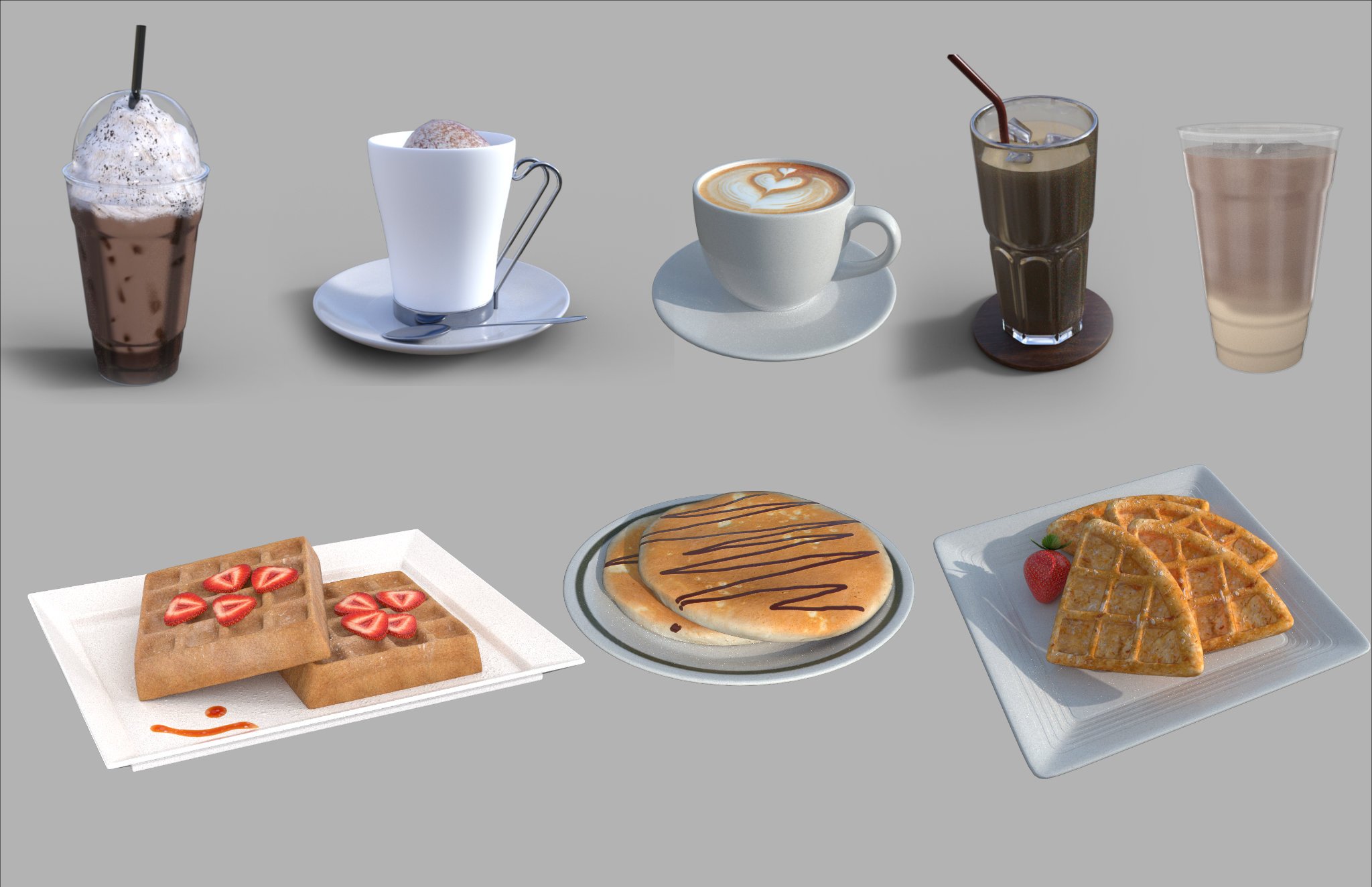 FG Coffee Shop Style Food by: Ironman, 3D Models by Daz 3D