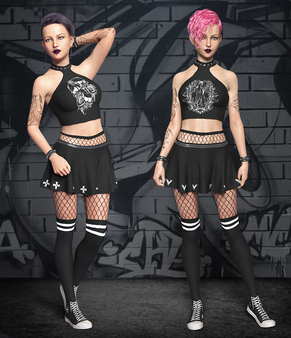 dForce Rock Queen Outfit Set for Genesis 8 and 8.1 Females | Daz 3D