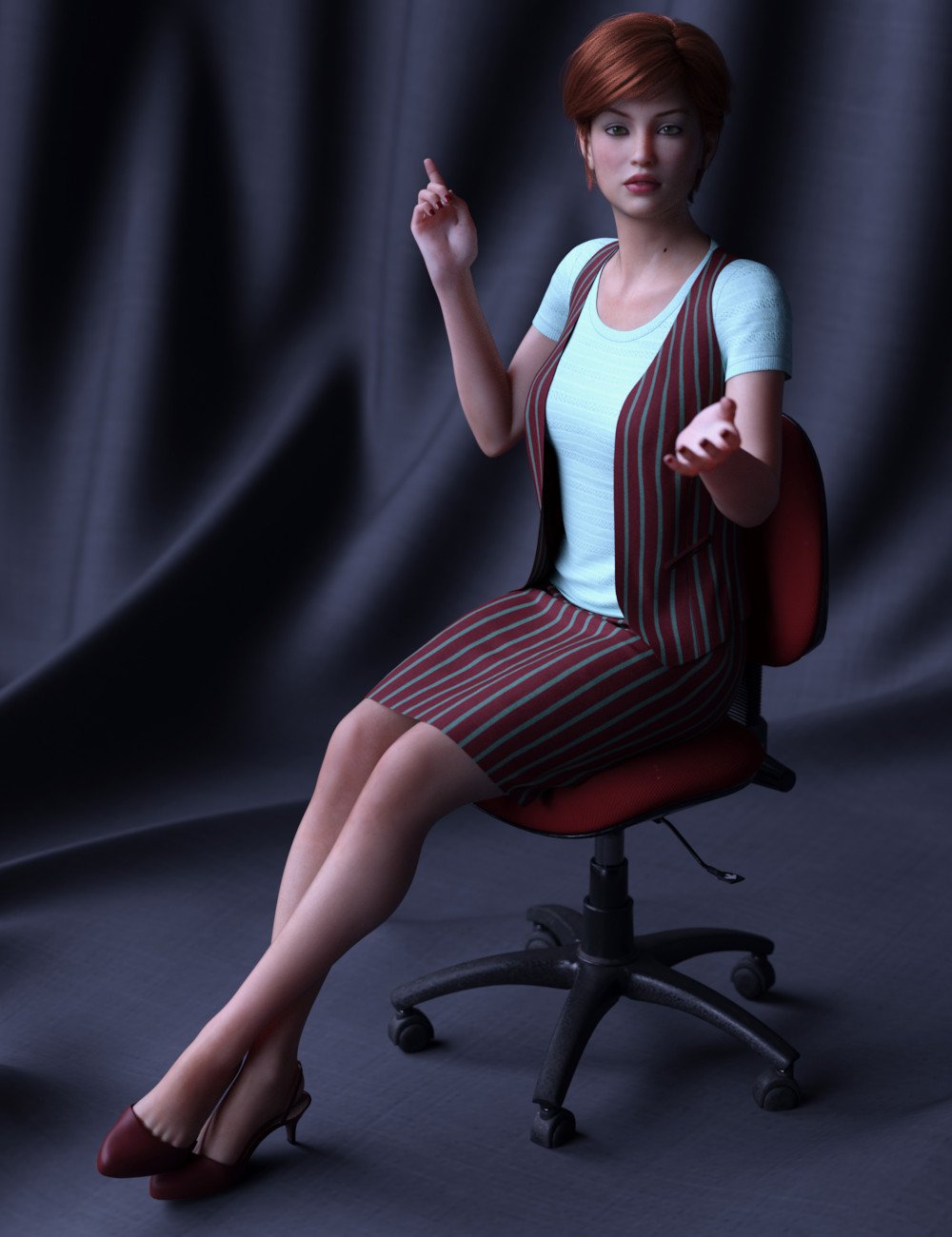 dForce Clerk Outfit for Genesis 8 and 8.1 Females by: Leviathan, 3D Models by Daz 3D