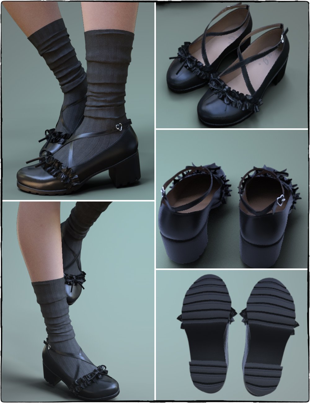 KuJ Kawaii Fashion Socks and Shoes Collection II for Genesis 8 and 8.1 Females by: Kujira, 3D Models by Daz 3D