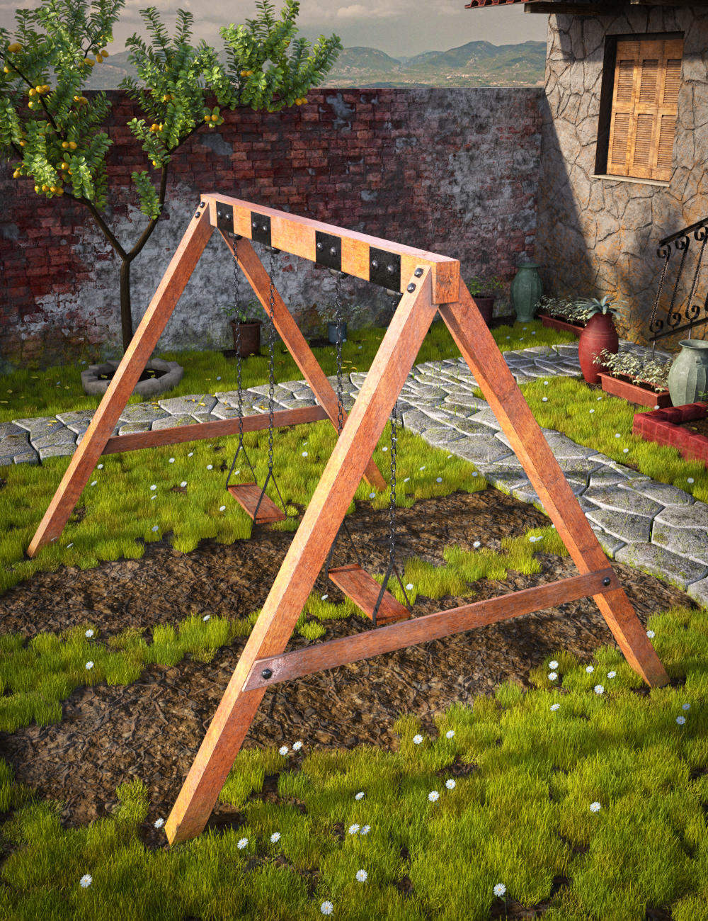 MD Backyard's Swing by: MikeD, 3D Models by Daz 3D