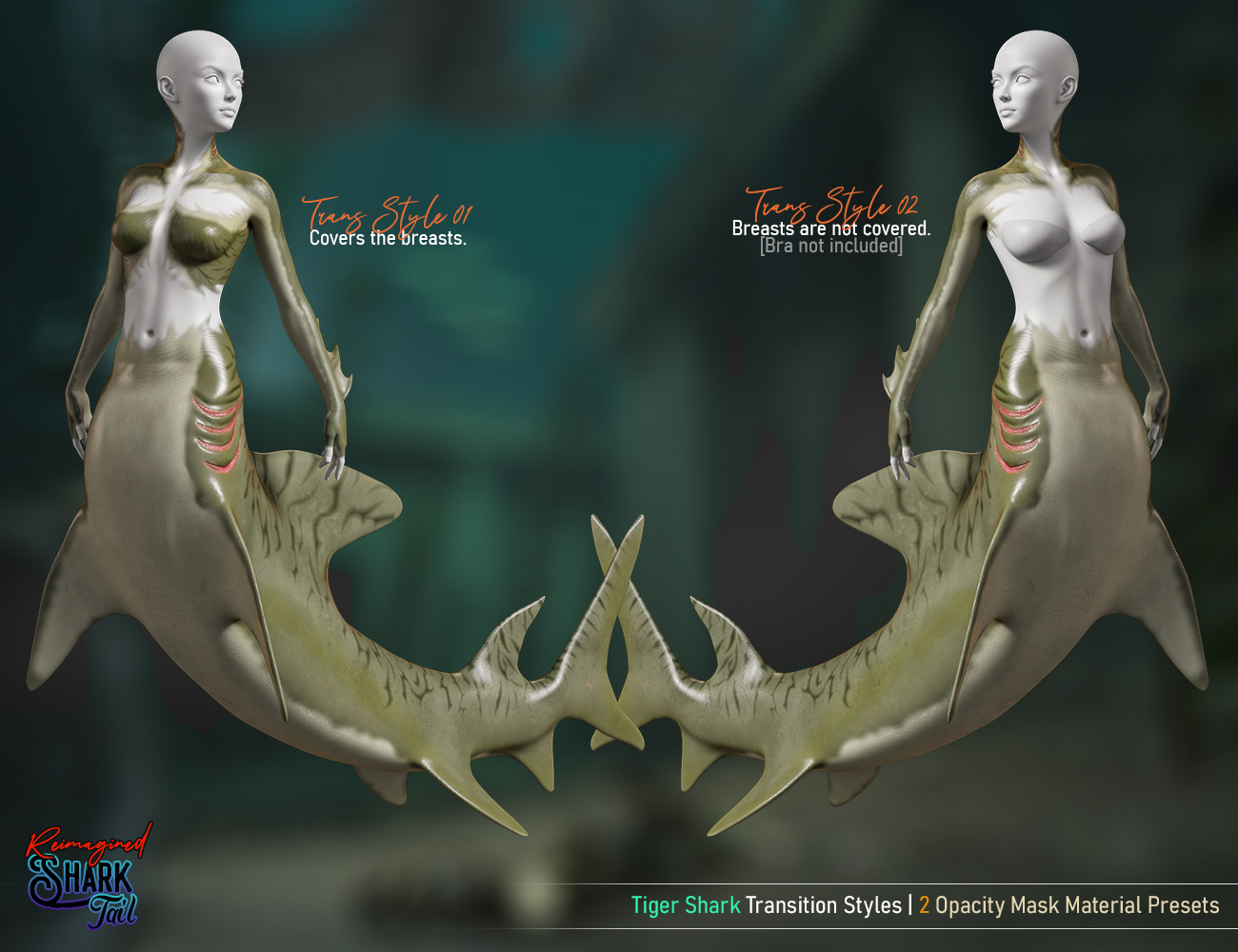 Shark Tail Reimagined Texture Add-On for Genesis 8 and 8.1 Female by: FenixPhoenixEsid, 3D Models by Daz 3D