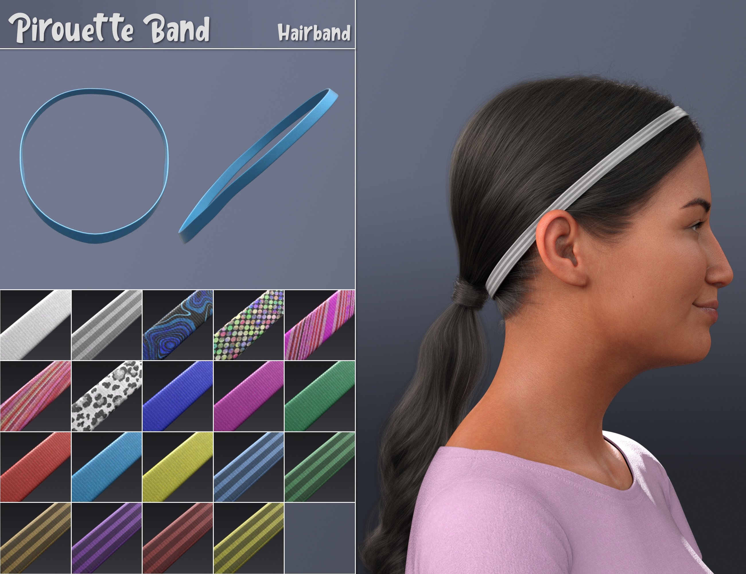 NG 3-in-1 Low Ponytail Hair Accessories - Set 1 by: NewGuy, 3D Models by Daz 3D