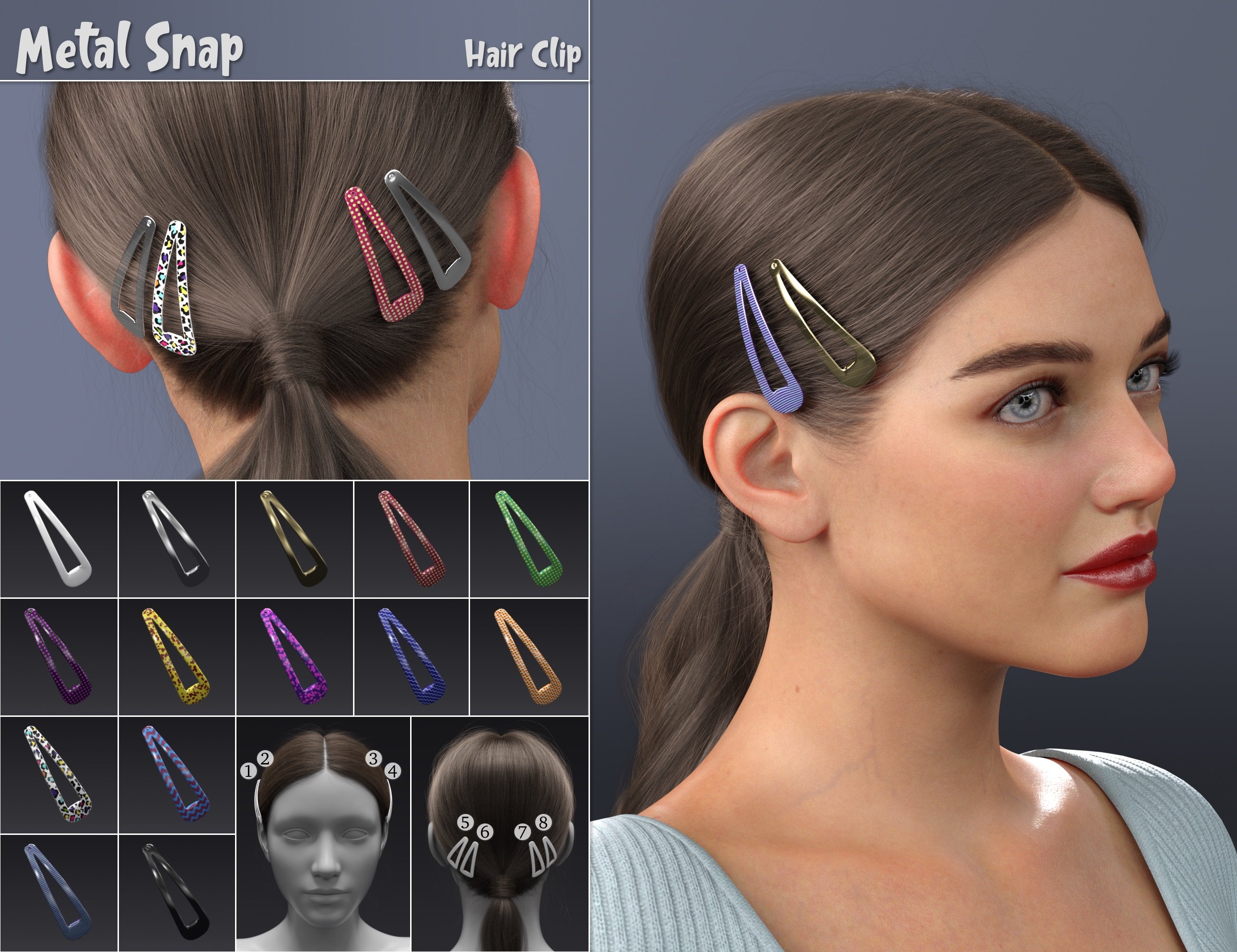 NG 3-in-1 Low Ponytail Hair Accessories - Set 1 NG 3-in-1 Low Ponytail Hair Accessories - Set 1 by: NewGuy, 3D Models by Daz 3D