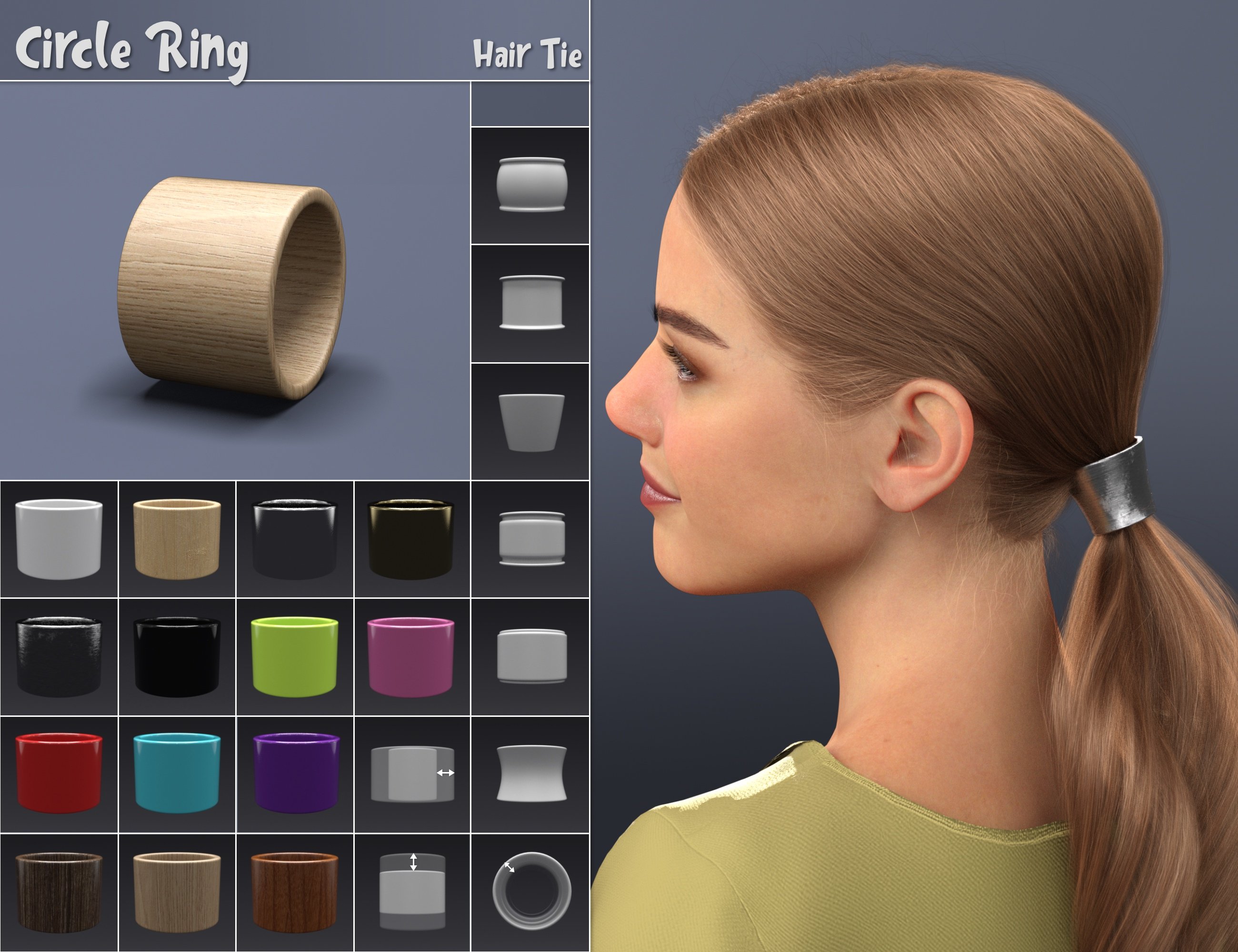 NG 3-in-1 Low Ponytail Hair Accessories - Set 2 NG 3-in-1 Low Ponytail Hair Accessories - Set 2 by: NewGuy, 3D Models by Daz 3D