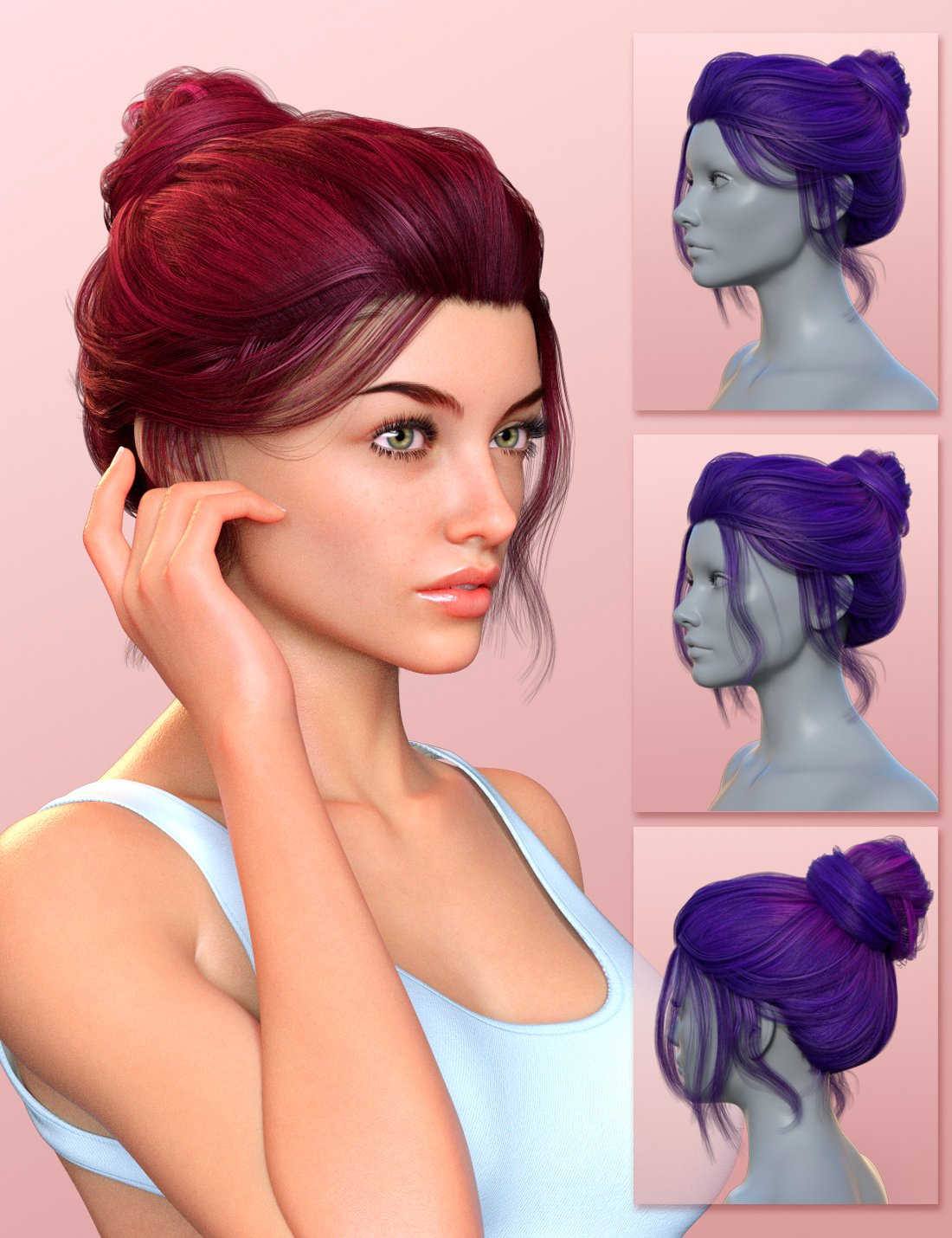 Magical Arts Updo Hairstyle for Genesis 8.1 Females by: Blue Rabbit, 3D Models by Daz 3D