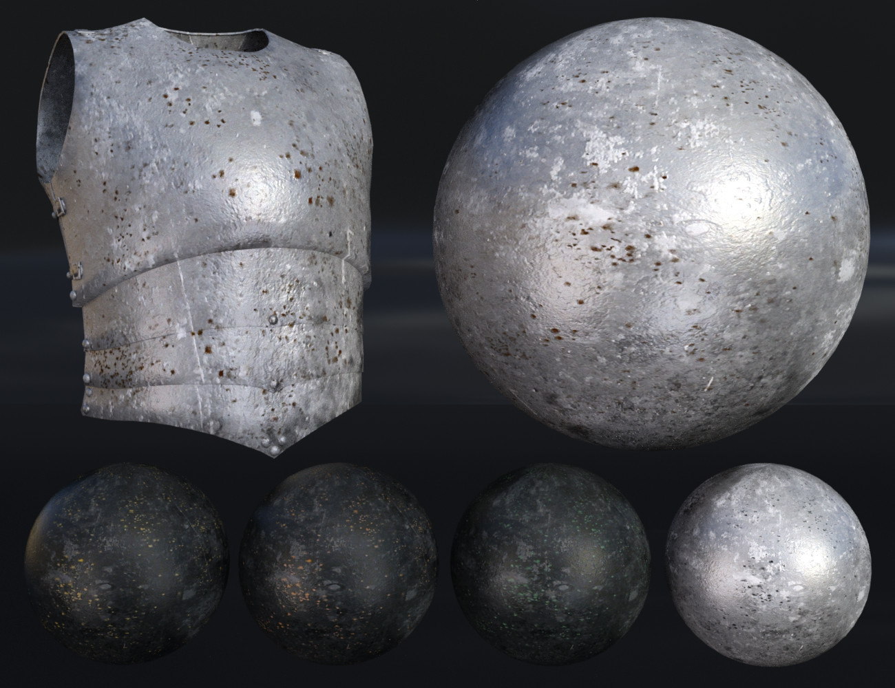 FSL Worn and Corroded Armor Shader Presets Iray by: Fuseling, 3D Models by Daz 3D