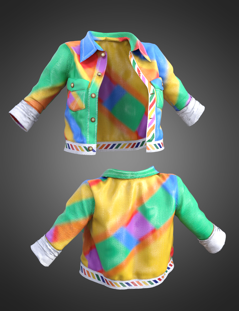 Pride Outfit dForce Jacket for Genesis 8 and 8.1 Females by: Charlie, 3D Models by Daz 3D