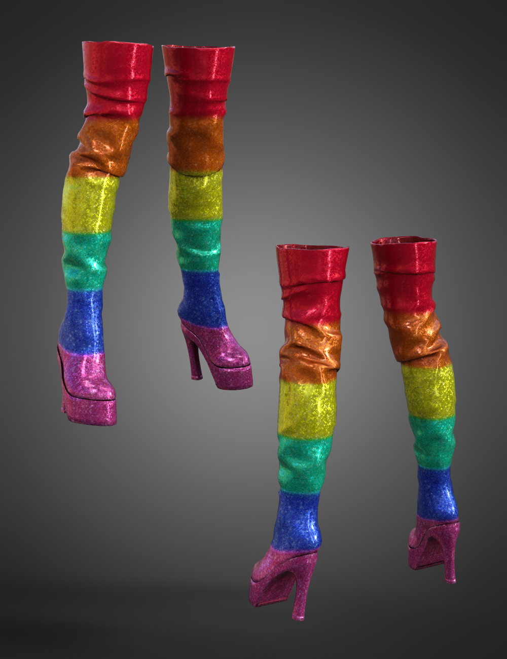 Pride Outfit Boots for Genesis 8 and 8.1 Females by: Charlie, 3D Models by Daz 3D