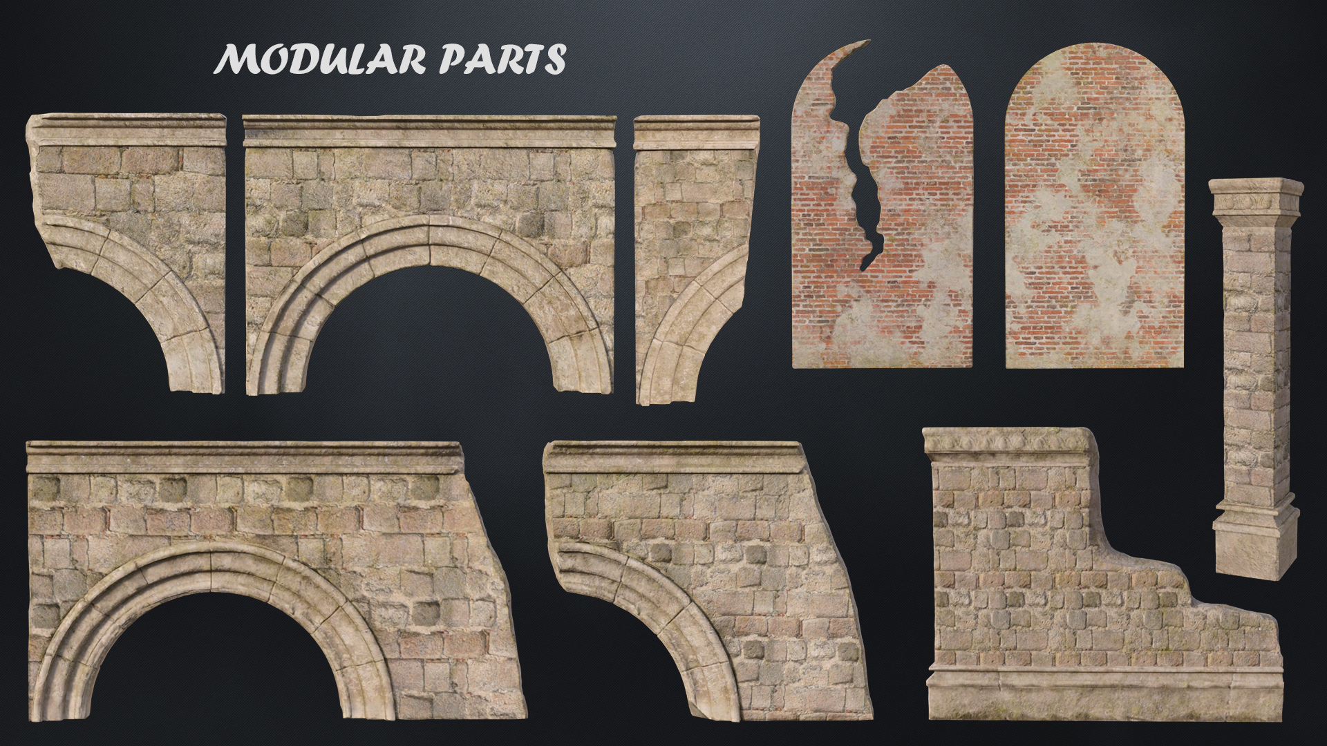 Medieval Ruin - Modular by: 3dLab, 3D Models by Daz 3D