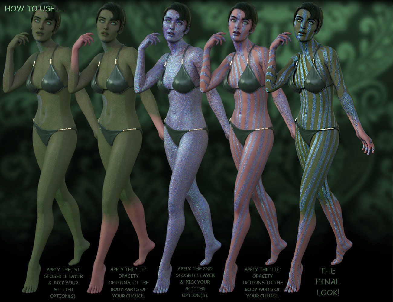 Full Body Glitter Geoshells for Genesis 8.1 Females Full Body Glitter Geoshells for Genesis 8.1 Females by: ForbiddenWhispers, 3D Models by Daz 3D