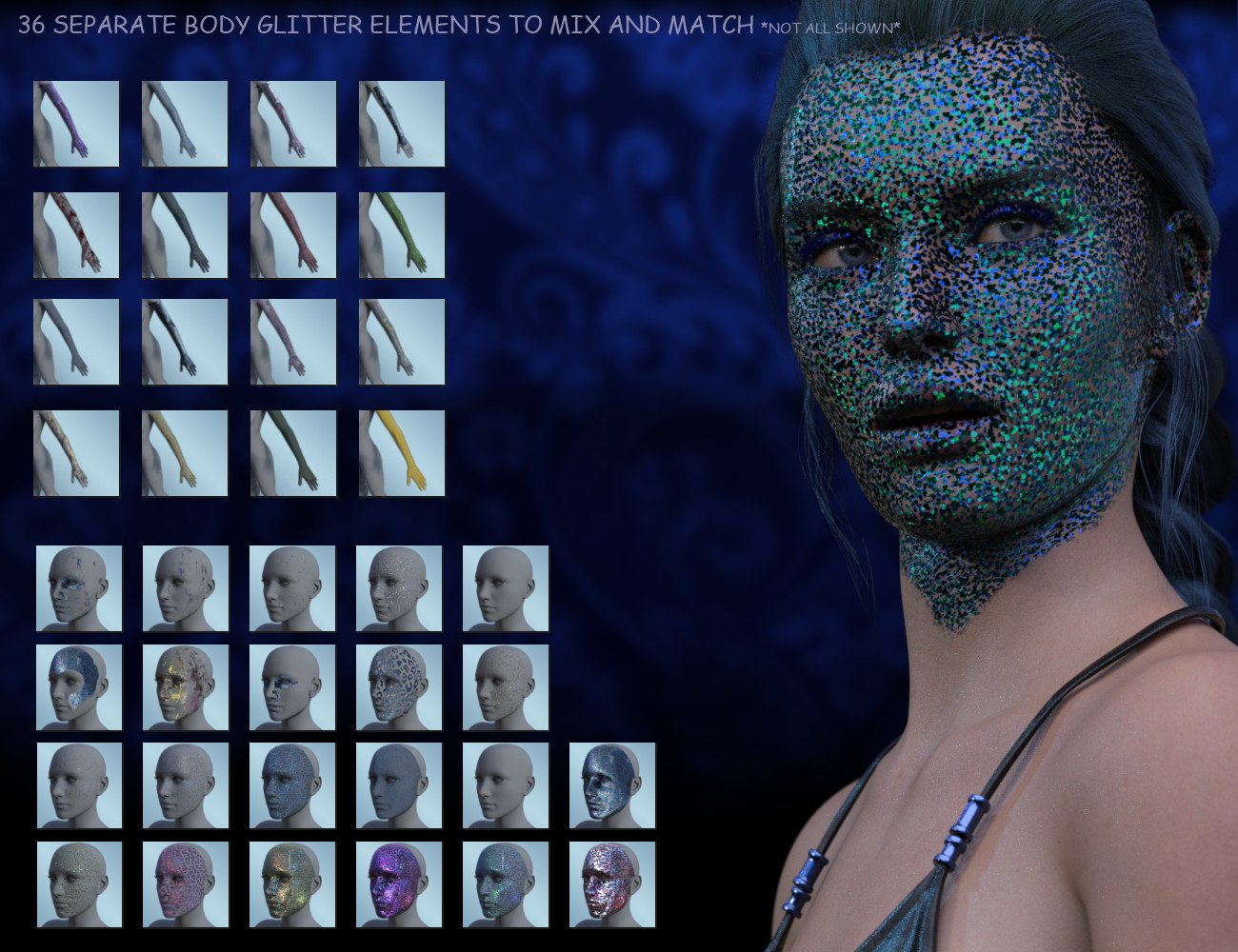 Full Body Glitter Geoshells for Genesis 8.1 Females by: ForbiddenWhispers, 3D Models by Daz 3D