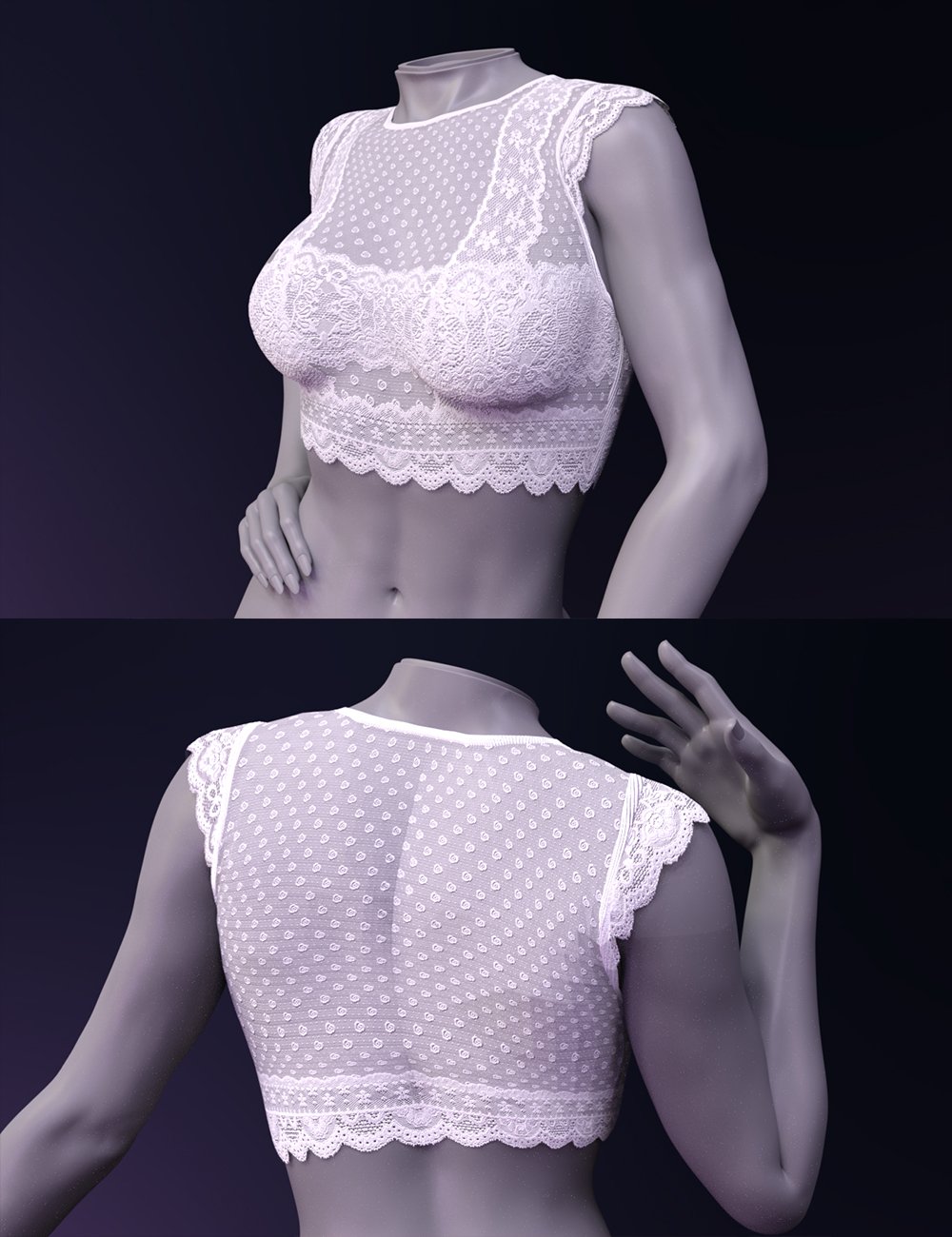 X-Fashion Lace Tops Set for Genesis 8 and 8.1 Females by: xtrart-3d, 3D Models by Daz 3D