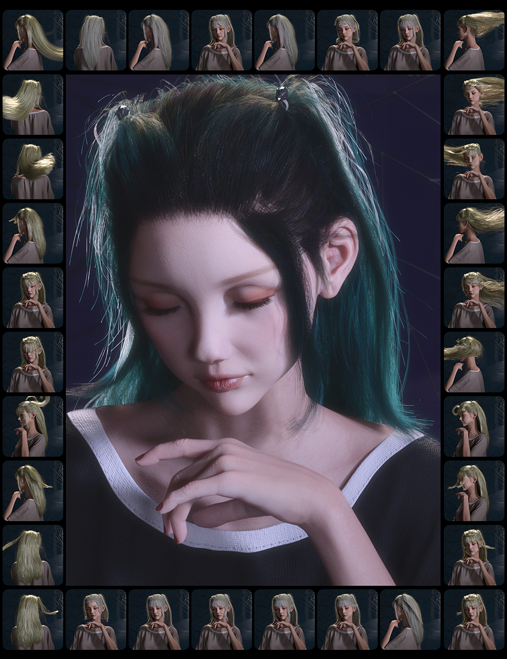 dForce Kids Cute Hair for Genesis 8 and Genesis 8.1 Females by: Nirvana, 3D Models by Daz 3D