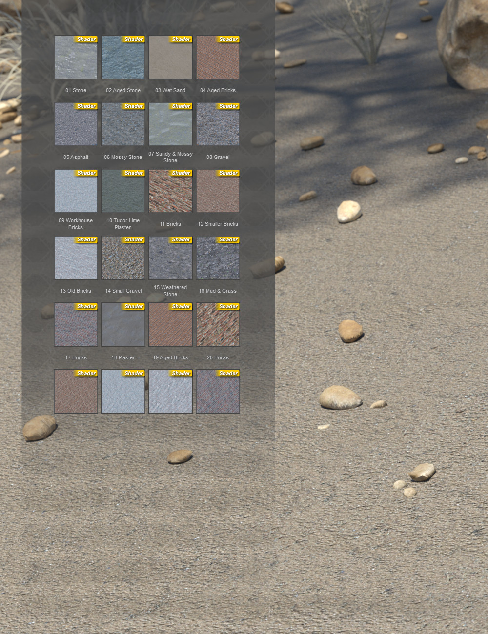 Grunge Brick, Stone, and Ground Iray Shaders Vol 1 by: ForbiddenWhispersDavid Brinnen, 3D Models by Daz 3D