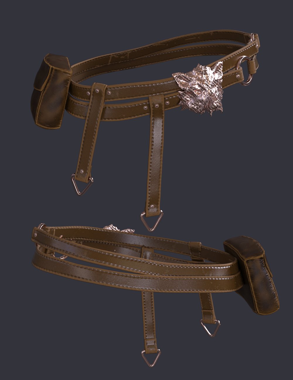 Aurola Warrior Wolf dForce Shoulder Pad and Belt for Genesis 8 and 8.1 Females by: Beautyworks, 3D Models by Daz 3D