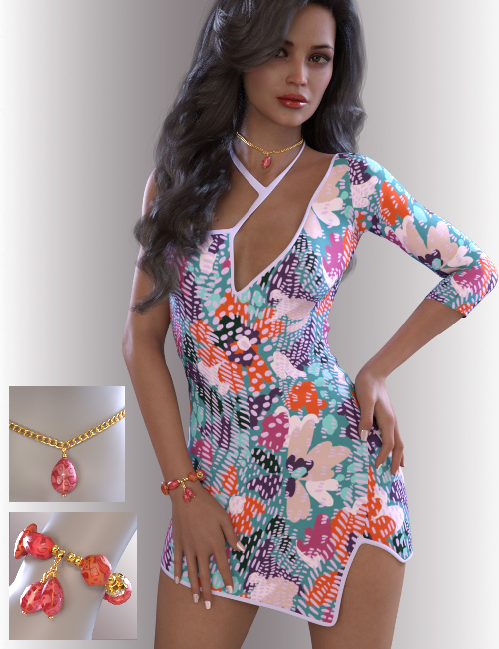 dForce Leela Dress for Genesis 8.1 Females by: OnnelArryn, 3D Models by Daz 3D