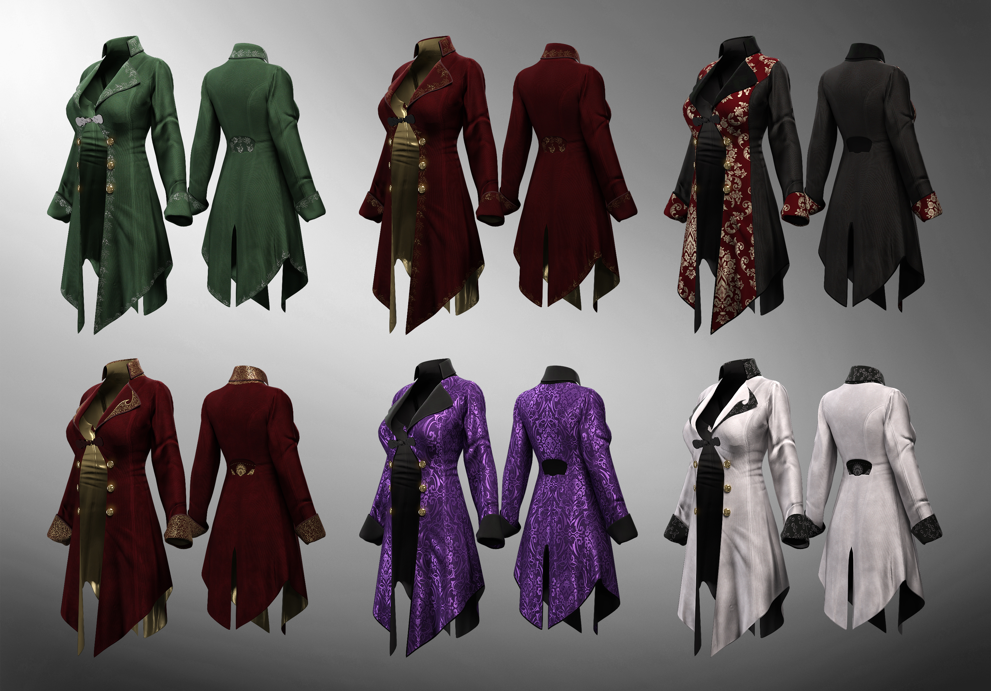 Victorian Vampire dForce Jacket for Genesis 8 and 8.1 Females by: fefecoolyellow, 3D Models by Daz 3D