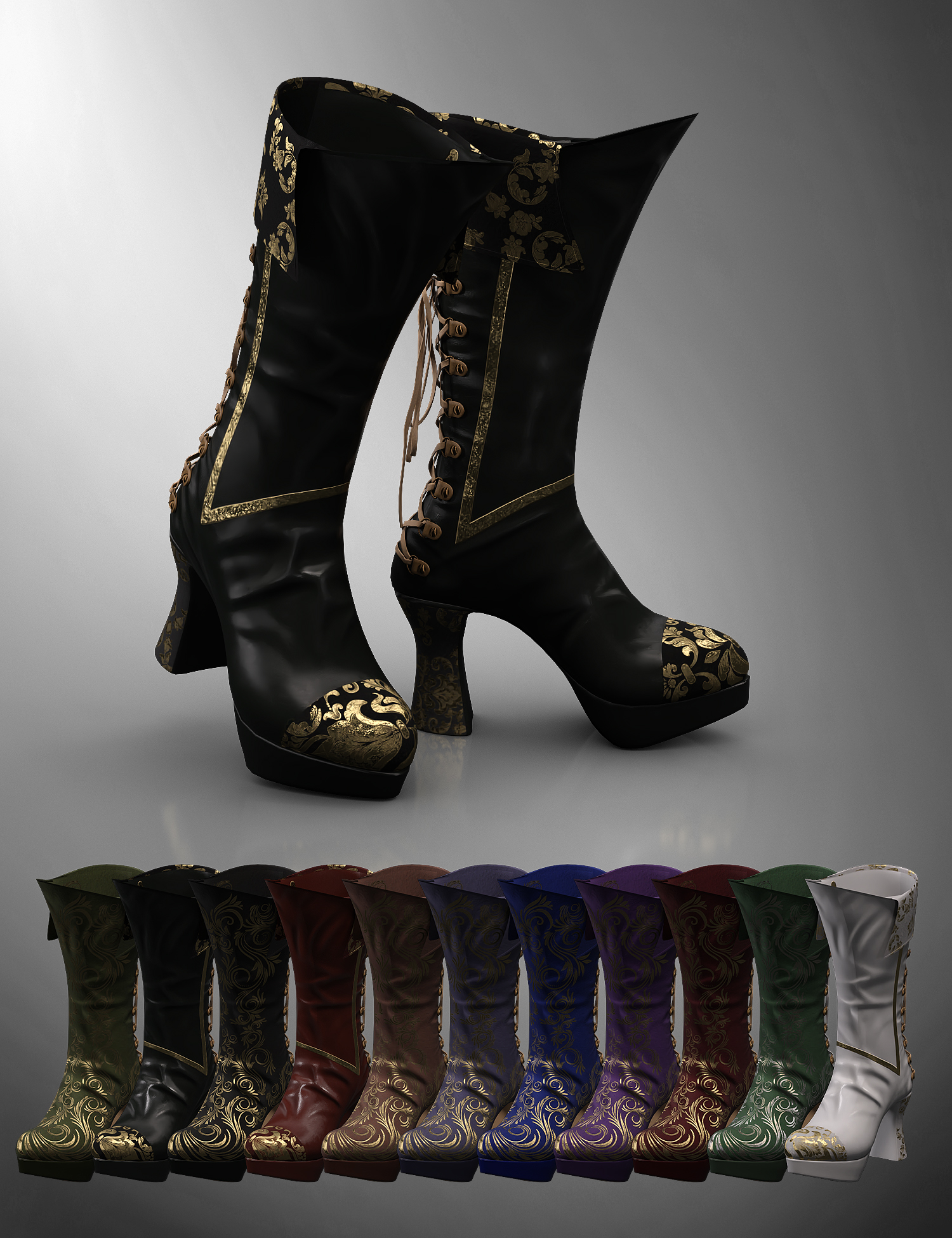 Victorian Vampire Boots for Genesis 8 and 8.1 Females
