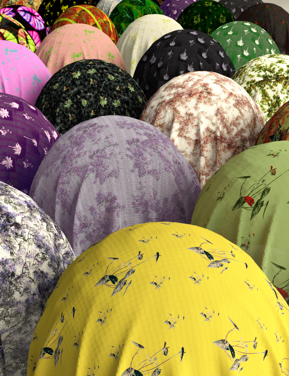 Botanical Prints - Exotic Printed Fabric Shaders for Iray by: MartinJFrost, 3D Models by Daz 3D