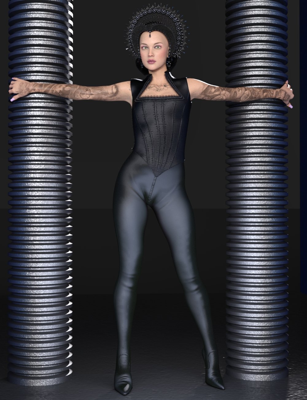 Dark Wave Fantasy Corset and Boot Pants for Genesis 8 and 8.1 Female by: 3DStyle, 3D Models by Daz 3D
