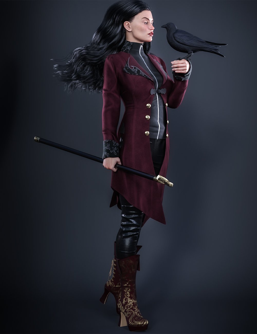 dForce Victorian Vampire Outfit for Genesis 8 and 8.1 Females by: fefecoolyellow, 3D Models by Daz 3D
