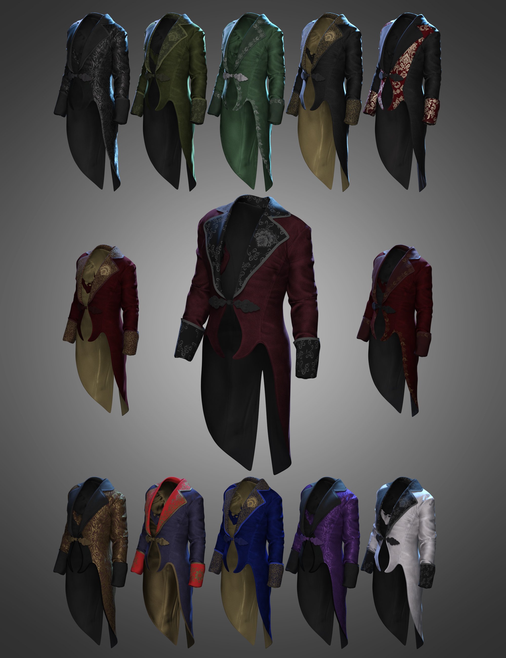 Victorian Vampire dForce Jacket for Genesis 8 and 8.1 Males by: fefecoolyellow, 3D Models by Daz 3D