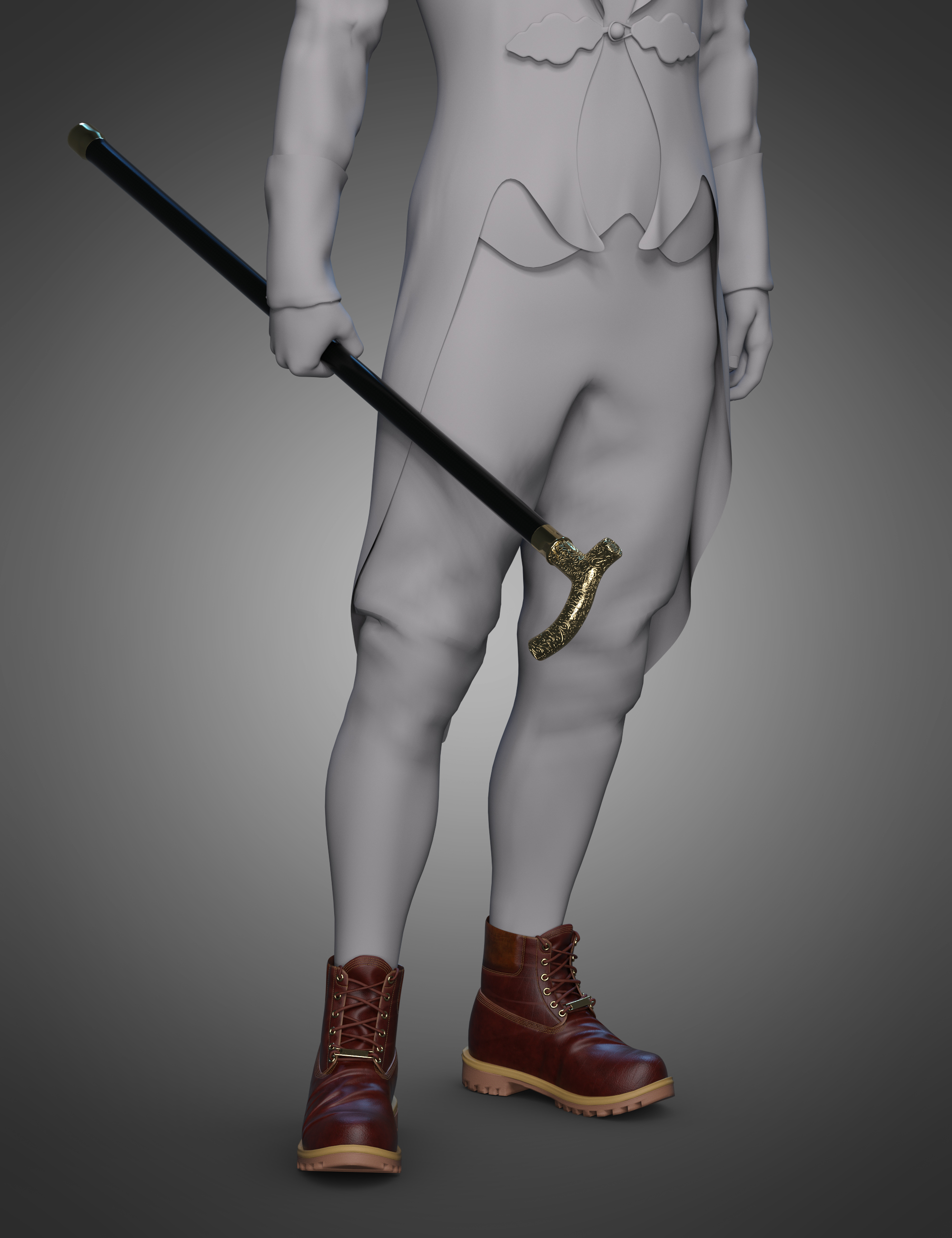 Victorian Vampire Shoes and Cane for Genesis 8 and 8.1 Males