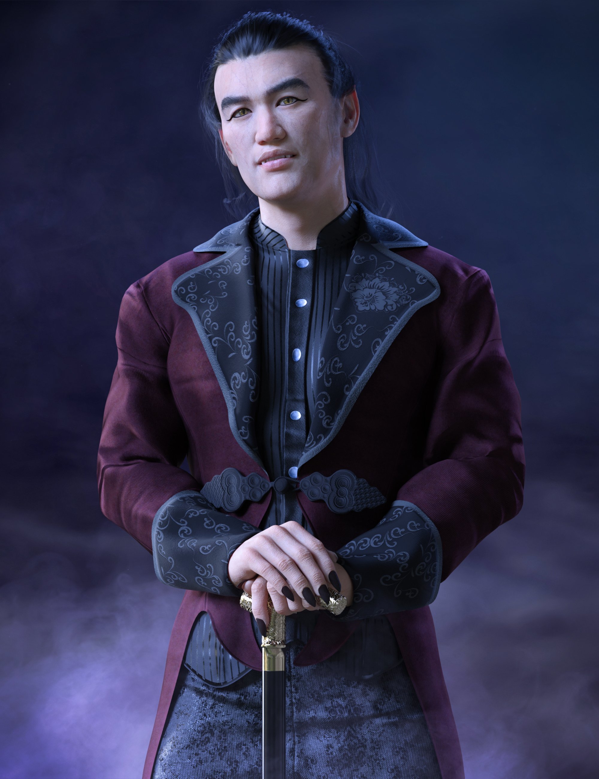 dForce Victorian Vampire Outfit for Genesis 8 and 8.1 Males by: fefecoolyellow, 3D Models by Daz 3D