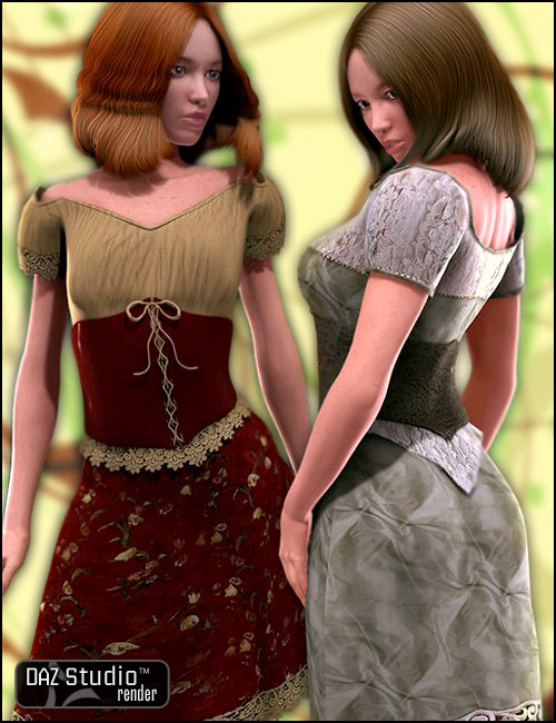 Corset Dress Unimesh Fits by: Barbara Brundon, 3D Models by Daz 3D
