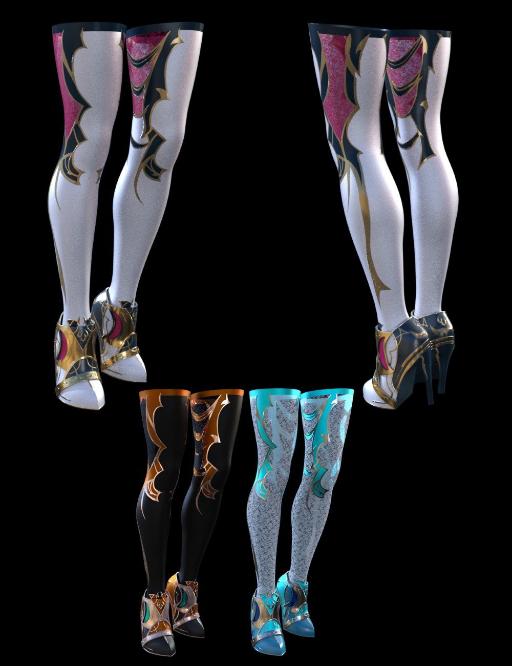 ZK Elpis Mage Armor Boots and Stockings for Genesis 8 and 8.1 Females