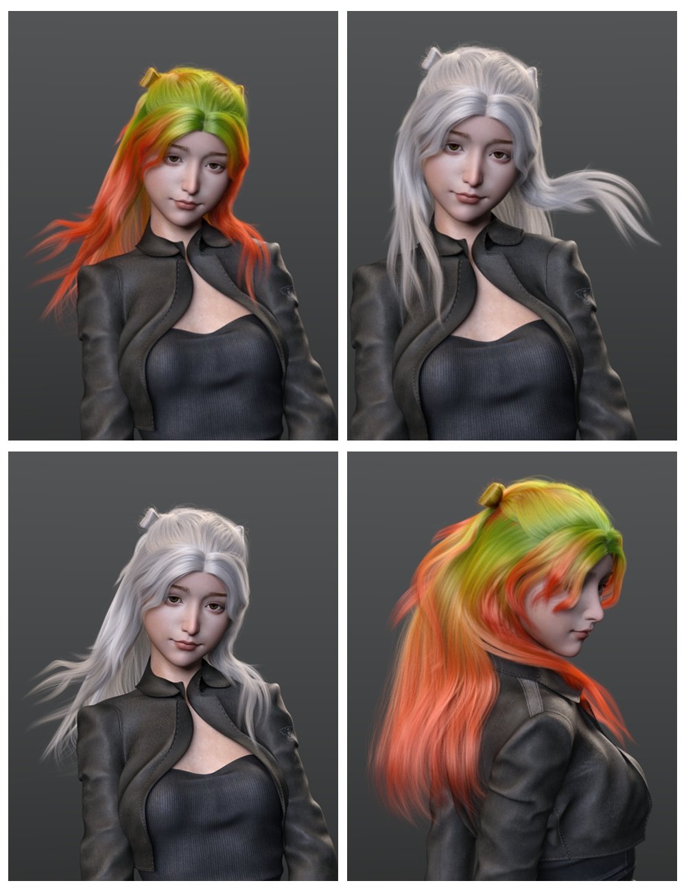 Yifei Hair for Genesis 8 and 8.1 Females by: Ergou, 3D Models by Daz 3D