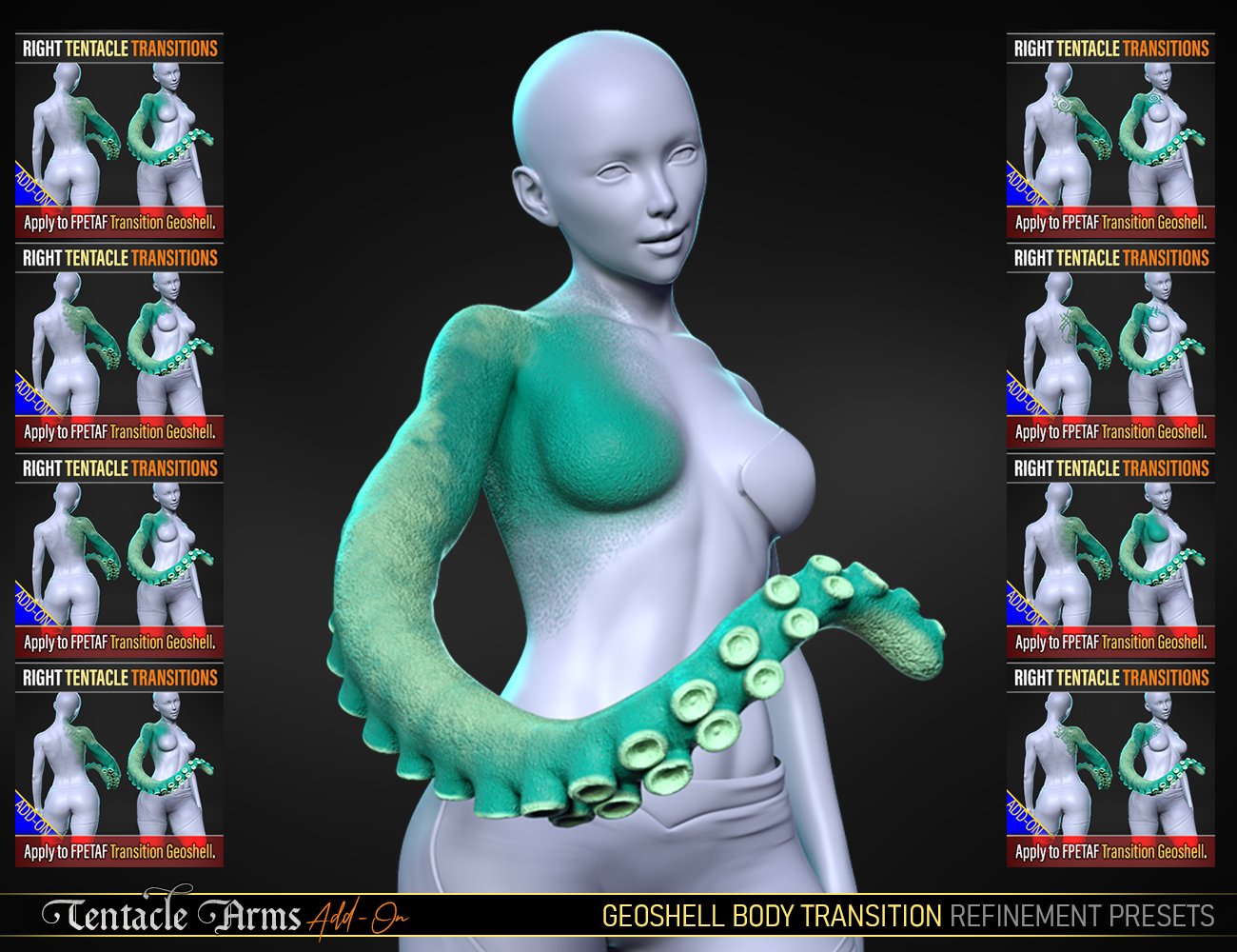 FPE Tentacle Arms Add-On for Genesis 8 and 8.1 Females by: FenixPhoenixEsid, 3D Models by Daz 3D