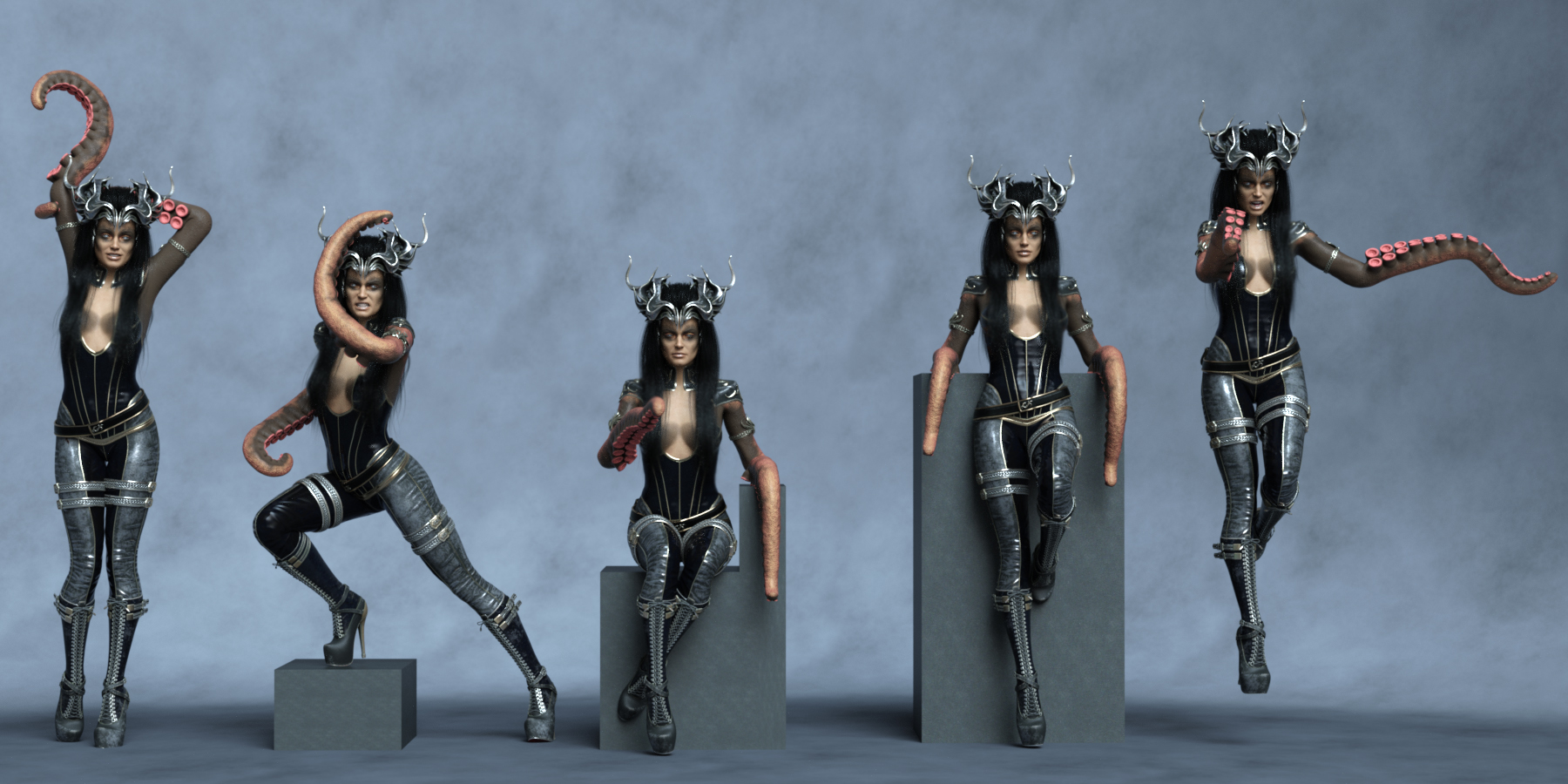 Tentafem Hierarchical Poses for Genesis 8.1 Females and FPE Tentacle Arms by: Ensary, 3D Models by Daz 3D