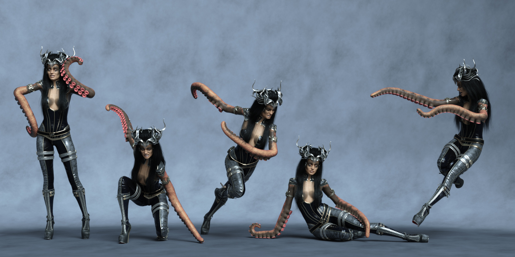Tentafem Hierarchical Poses for Genesis 8.1 Females and FPE Tentacle Arms by: Ensary, 3D Models by Daz 3D