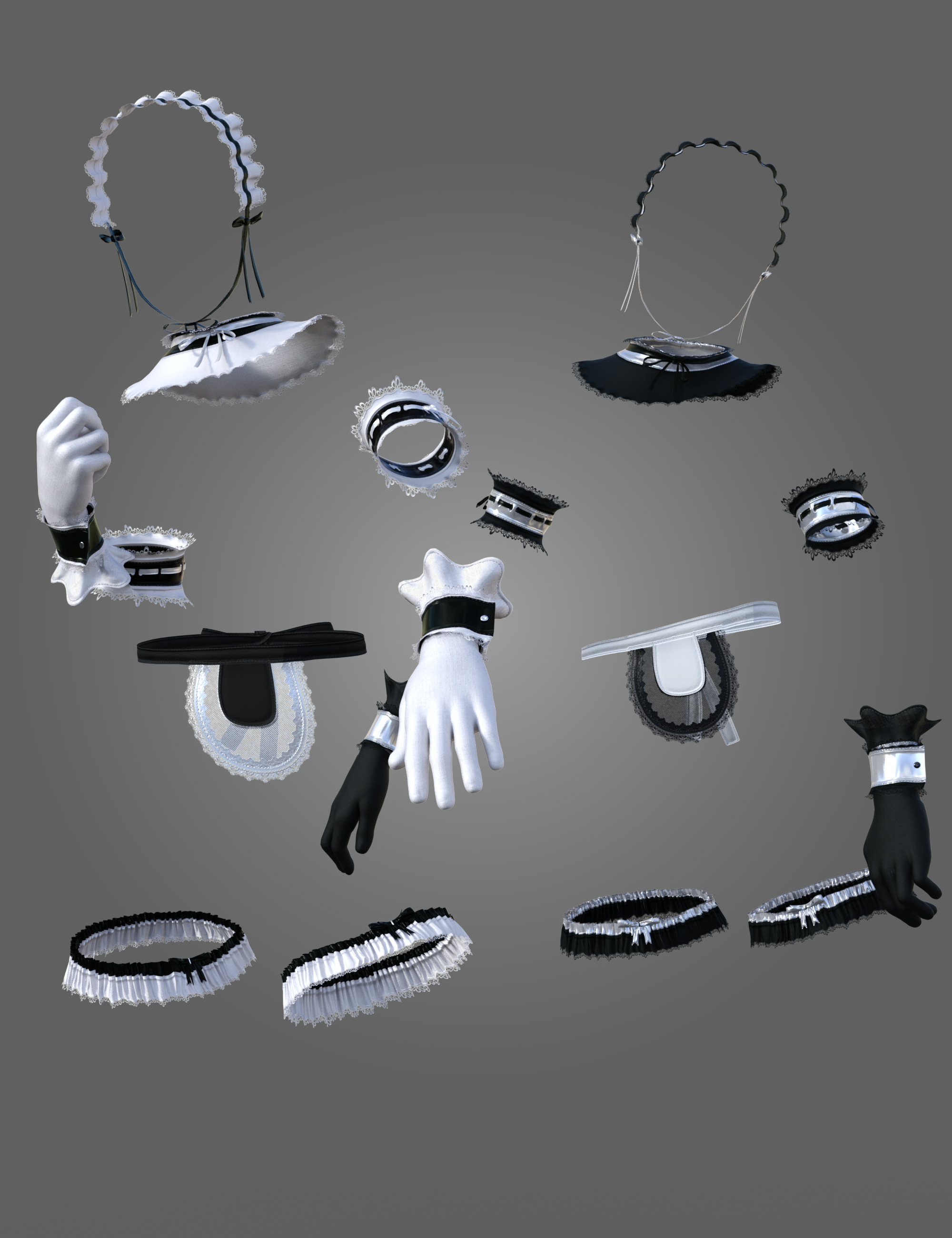dForce Monochrome Bikini Accessories for Genesis 8 and 8.1 Females by: SWTrium, 3D Models by Daz 3D