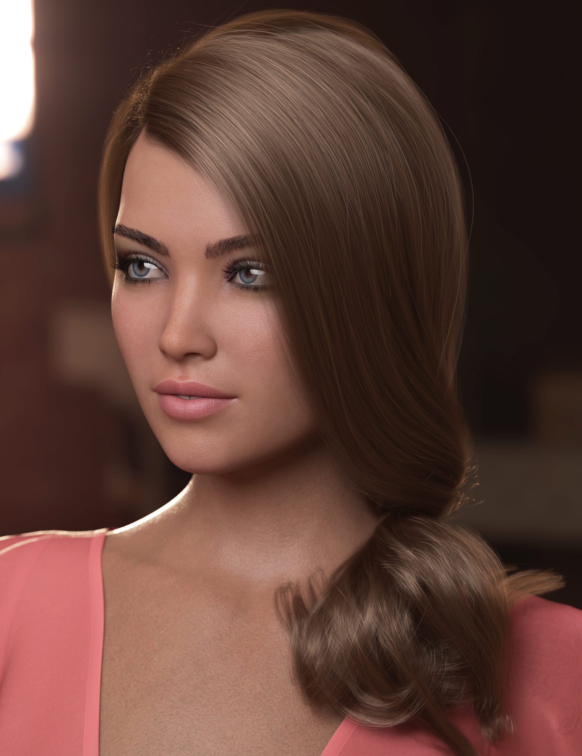 Romantic Side Tail Hair for Genesis 8 Female by: outoftouch, 3D Models by Daz 3D