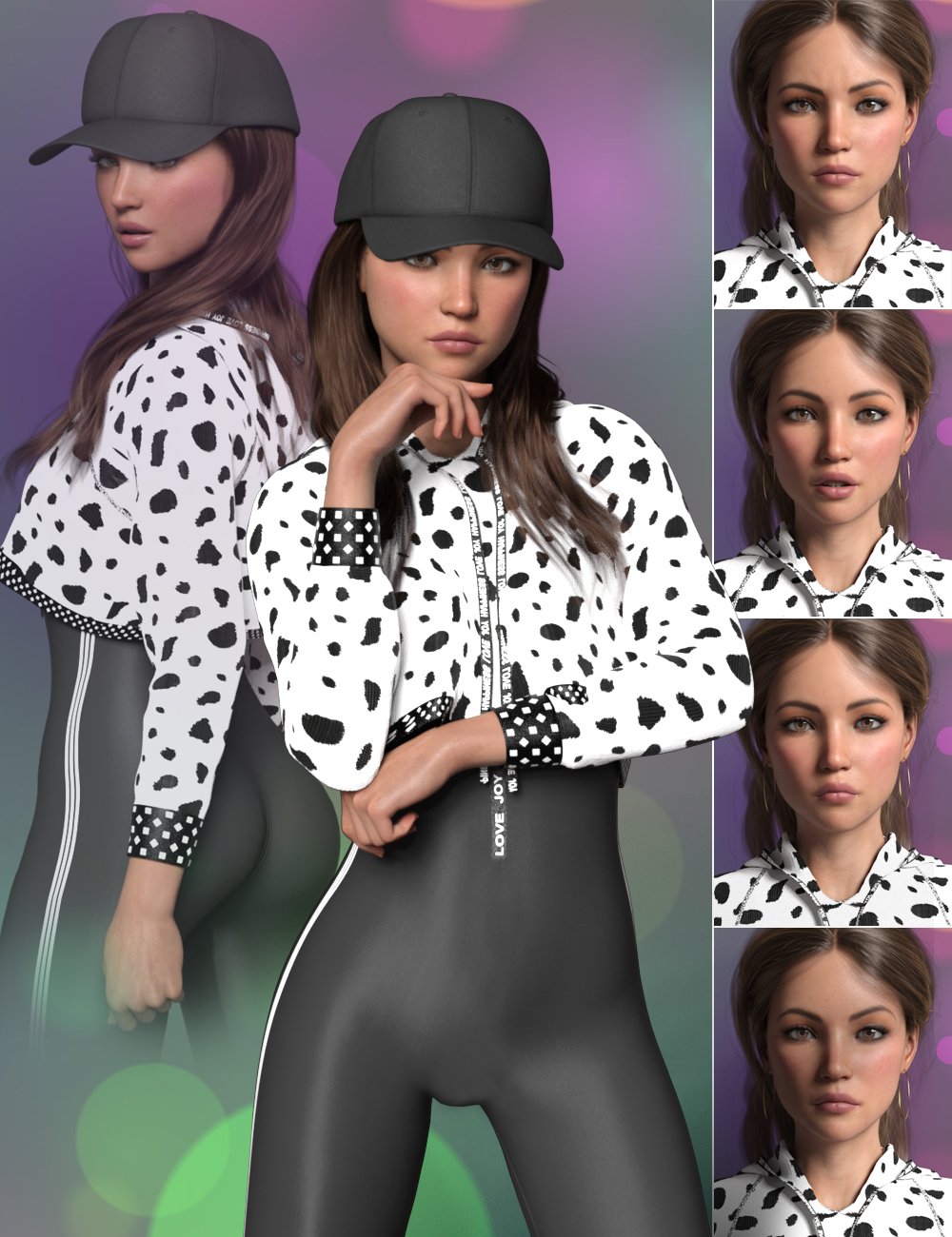 Cool Girl Shape, Poses, and Expressions for Genesis 8 and 8.1 Female by: P3Design, 3D Models by Daz 3D