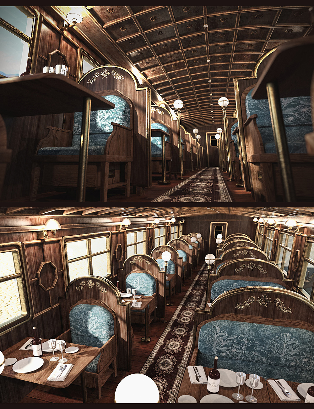 Western Express Train Dining Car by: Polish, 3D Models by Daz 3D