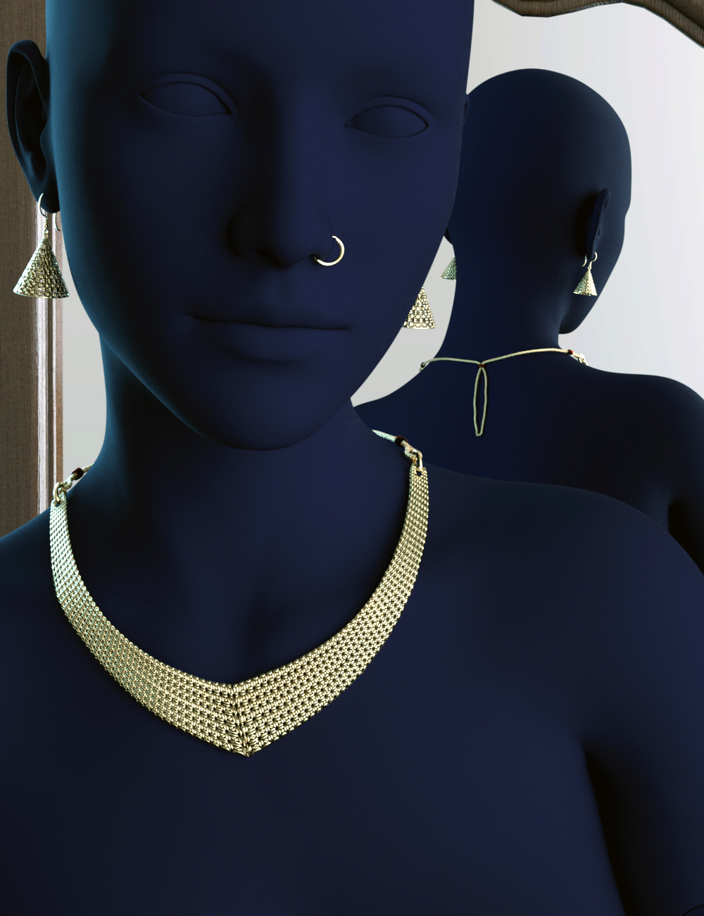 Indian Necklace and Earrings for Genesis 8 and 8.1 Females by: ZaapZone, 3D Models by Daz 3D