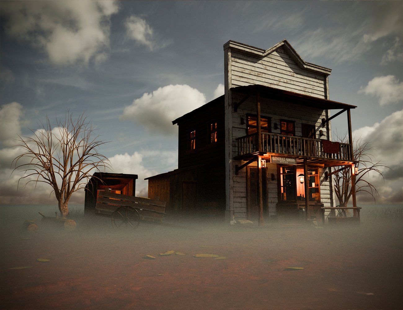 M3D Western General Store Building and Outside by: Matari3D, 3D Models by Daz 3D
